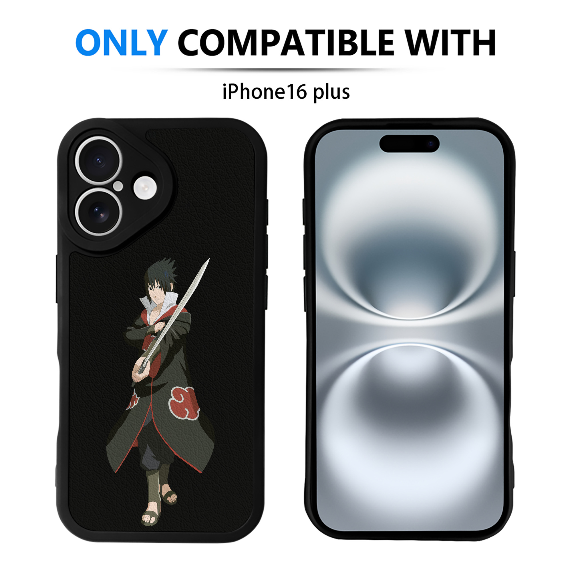 （画像用） NARUTO -ナルト- うちは サスケ Uchiha Sasuke 【iPhone 16シリーズ対応】シリコンスマホケース（レザー調） 材質：シリコン